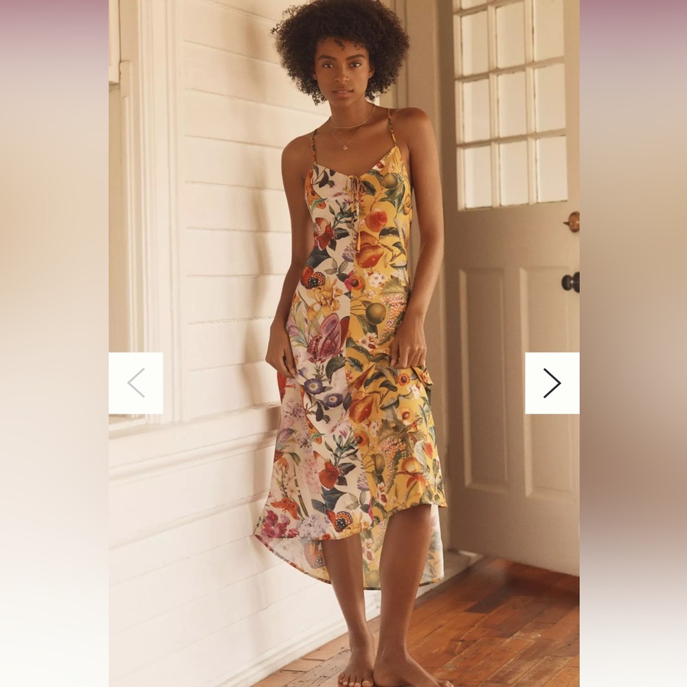 NWT gorgeous Anthropologie x Burcu Korkmazyurek x LyreBird Silky Slip Midi Dress